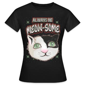 Cat with stars, funny saying, Pun pun - Women's T-Shirt - black - Front - AI Model Female 172 dark (172cm)