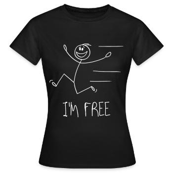 Lustiges Strichmännchen Spruch I'm-Free Freiheiten - Frauen T-Shirt - Schwarz - Vorne - AI Model Female 172 dark (172cm)