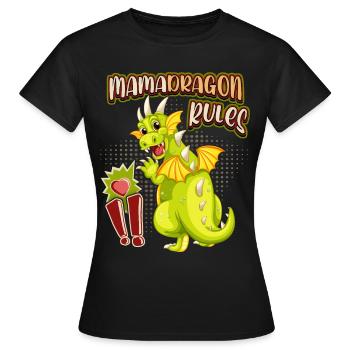Mama-Drache, Mamadragon, lustiger Muttertag Spruch - Frauen T-Shirt - Schwarz - Vorne - AI Model Female 172 dark (172cm)