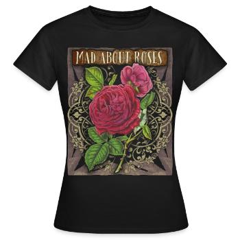 Vintage Rosen, Rosenmotiv, Viktorianische Rose - Frauen T-Shirt - Schwarz - Vorne - AI Model Female 172 dark (172cm)