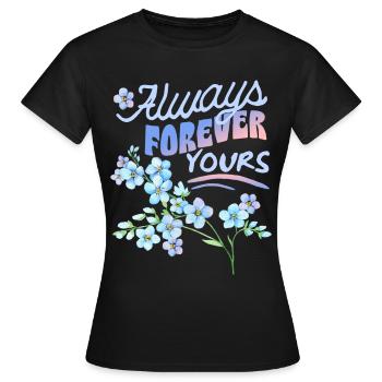 Forget-my-not, forget-me-not, Valentine's Day - Women's T-Shirt - black - Front - AI Model Female 172 dark (172cm)