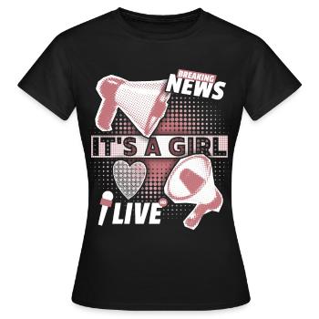 Baby-Mädchen Ankündigung mit Megaphon It's-a-Girl - Frauen T-Shirt - Schwarz - Vorne - AI Model Female 172 dark (172cm)