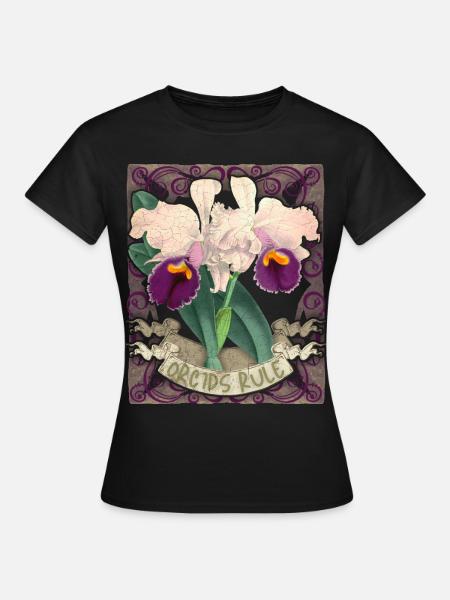 Vintage Orchideen Illustration, lustiger Spruch - Frauen T-Shirt - Schwarz