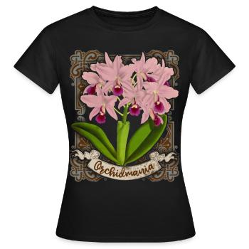 Antique orchid illustration, vintage orchid - Women's T-Shirt - black - Front - AI Model Female 172 dark (172cm)