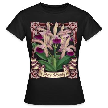 Vintage orchid illustration, antique orchid - Women's T-Shirt - black - Front - AI Model Female 172 dark (172cm)
