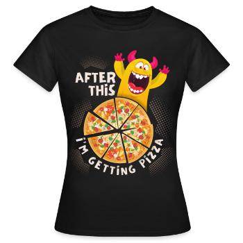 Drôle de monstre de pizza, pizzo, récompense - T-shirt Femme - noir - Devant - AI Model Female 172 dark (172cm)
