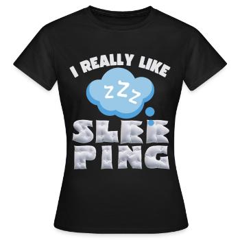 Dormir, dormir, drôle de dicton avec des oreillers - T-shirt Femme - noir - Devant - AI Model Female 172 dark (172cm)