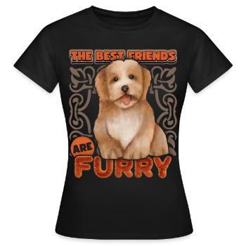 Bichon Havaneser Hund, vintage Aquarell, Rassehund - Frauen T-Shirt - Schwarz - Vorne - AI Model Female 172 dark (172cm)