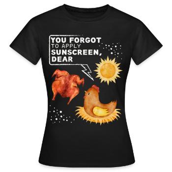 Drôle de poulet disant, blague de poulet bain de soleil - T-shirt Femme - noir - Devant - AI Model Female 172 dark (172cm)