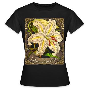 Lys vintage, Lys tigre, Illustration botanique - T-shirt Femme - noir - Devant - AI Model Female 172 dark (172cm)