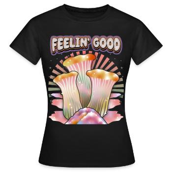 Magic Mushrooms, Psychedelic Mushrooms, Saying - Women's T-Shirt - black - Front - AI Model Female 172 dark (172cm)