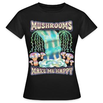 Magic Mushrooms, Psychedelic Mushrooms Surrealism - Women's T-Shirt - black - Front - AI Model Female 172 dark (172cm)