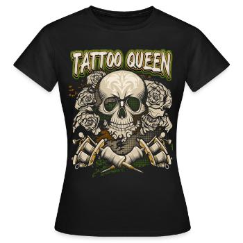 Skull, Tattoo Spruch, Tätowierung, Totenkopf - Frauen T-Shirt - Schwarz - Vorne - AI Model Female 172 dark (172cm)