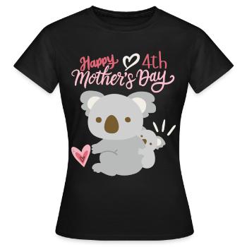 Happy Mother's Day, Koala mit Baby, 4. Muttertag - Frauen T-Shirt - Schwarz - Vorne - AI Model Female 172 dark (172cm)
