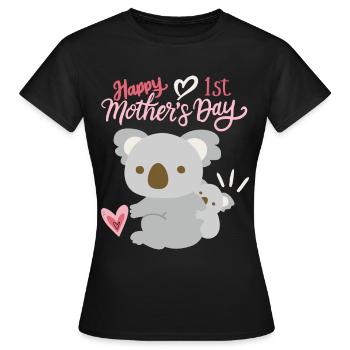 Happy Mother's Day, Koala mit Baby, 1. Muttertag - Frauen T-Shirt - Schwarz - Vorne - AI Model Female 172 dark (172cm)