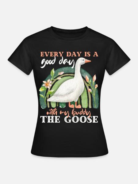 Gans, Gans-Ganter mit Regenbogen, lustiger Spruch - Frauen T-Shirt - Schwarz
