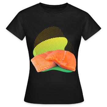 Salmon, Salmon, Salmon Steak, Smoked Salmon - Women's T-Shirt - black - Front - AI Model Female 172 dark (172cm)