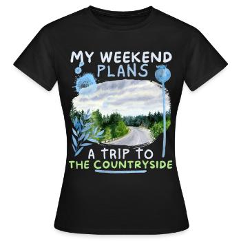 Excursion d’un week-end en voiture, camping, excursion à terre - T-shirt Femme - noir - Devant - AI Model Female 172 dark (172cm)