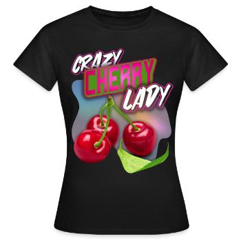 Crazy Cherry-Fruit Cherry Funny Saying - Women's T-Shirt - black - Front - AI Model Female 172 dark (172cm)