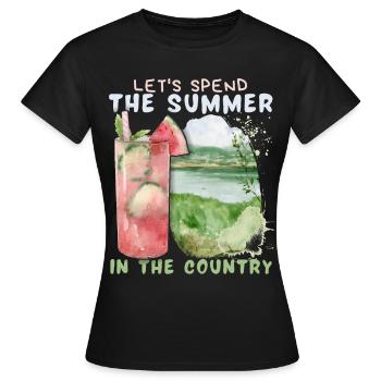 Campagne d’été Vacances Campagne romantique - T-shirt Femme - noir - Devant - AI Model Female 172 dark (172cm)