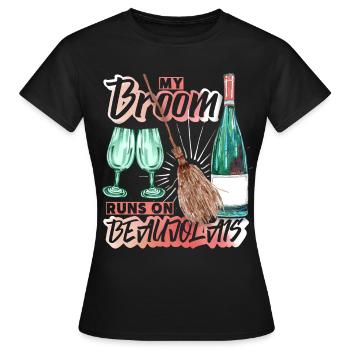 Red wine funny saying, Redwine Beaujolais - Women's T-Shirt - black - Front - AI Model Female 172 dark (172cm)