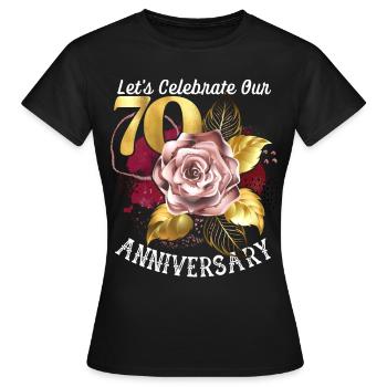 70th anniversary, anniversary celebration, wedding anniversary - Women's T-Shirt - black - Front - AI Model Female 172 dark (172cm)