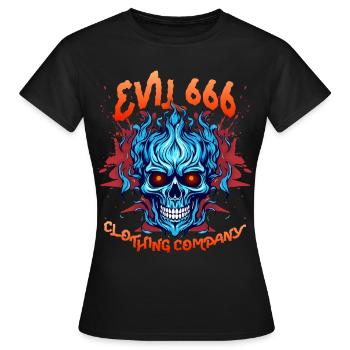 Devil Devil, Evil 666, Comic Devil Satan Saying - Women's T-Shirt - black - Front - AI Model Female 172 dark (172cm)