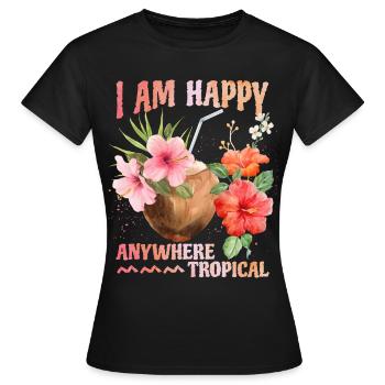 Cocktail de noix de , Hibiscus, Tropiques, Mers du Sud, Dicton - T-shirt Femme - noir - Devant - AI Model Female 172 dark (172cm)