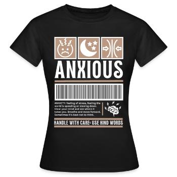 Streetwear anxieux, anxiété Vintage Fashion Label - T-shirt Femme - noir - Devant - AI Model Female 172 dark (172cm)
