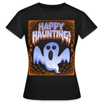Funny Ghost, Saying with Cobwebs, Spider, Pun - Women's T-Shirt - black - Front - AI Model Female 172 dark (172cm)