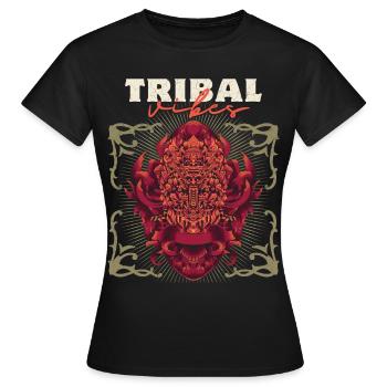 Masque de Bali Asie, divinité indonésienne Barong - T-shirt Femme - noir - Devant - AI Model Female 172 dark (172cm)