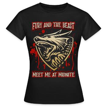 Werwolf und Blutspritzer, Spruch, Zombie-Monster - Frauen T-Shirt - Schwarz - Vorne - AI Model Female 172 dark (172cm)