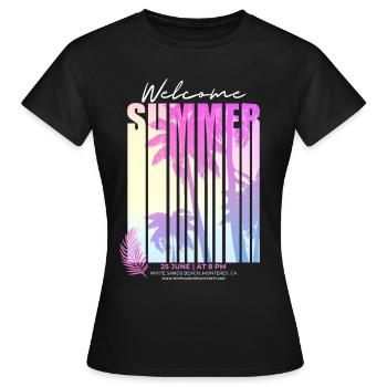 Dicton d’été, Palmiers, Californie, Monterey Beach - T-shirt Femme - noir - Devant - AI Model Female 172 dark (172cm)