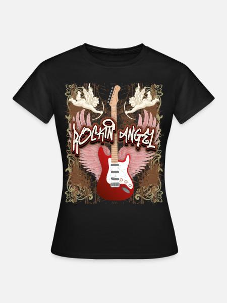 Gitaar Elektrische Gitaar, Rock n Roll Saying Angel Cherubs - Vrouwen T-shirt - zwart