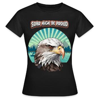 Spruch mit Adler-Motiv, Adler Illustration - Frauen T-Shirt - Schwarz - Vorne - AI Model Female 172 dark (172cm)