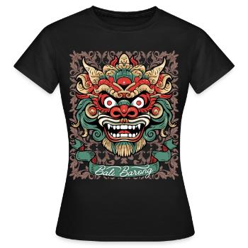 Masque d’Asie, divinité indonésienne Barong, Bali - T-shirt Femme - noir - Devant - AI Model Female 172 dark (172cm)