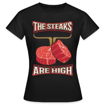 steak, viande, dicton drôle, jeu de mots, jeu de mots - T-shirt Femme - noir - Devant - AI Model Female 172 dark (172cm)