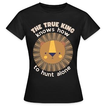 Löwe Spruch, Selbstbewusstsein, lustiger Löwenkopf - Frauen T-Shirt - Schwarz - Vorne - AI Model Female 172 dark (172cm)