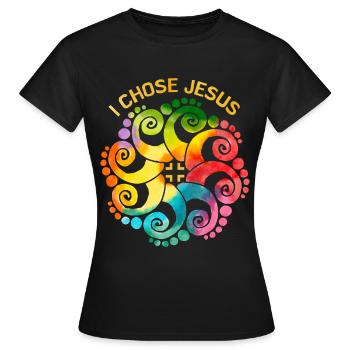 Jesus Christus Spruch Regenbogen-Mandala LGBTQ - Frauen T-Shirt - Schwarz - Vorne - AI Model Female 172 dark (172cm)