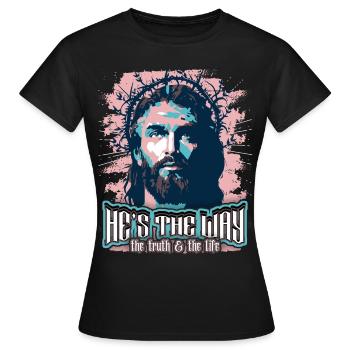 Jesus Christus mit Dornenkrone christlicher Spruch - Frauen T-Shirt - Schwarz - Vorne - AI Model Female 172 dark (172cm)