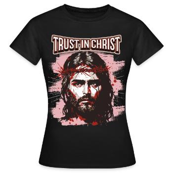 Jesus Christus mit Dornenkrone christlicher Spruch - Frauen T-Shirt - Schwarz - Vorne - AI Model Female 172 dark (172cm)