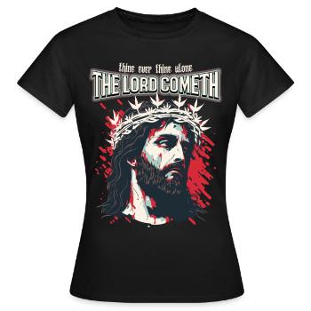 Christlicher Spruch Jesus Christus mit Dornenkrone - Frauen T-Shirt - Schwarz - Vorne - AI Model Female 172 dark (172cm)