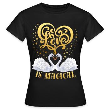 Cygnes amoureux, amour-amour, dire - T-shirt Femme - noir - Devant - AI Model Female 172 dark (172cm)