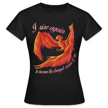 Phönix aus der Asche, Vogel, Fabelwesen,Erneuerung - Frauen T-Shirt - Schwarz - Vorne - AI Model Female 172 dark (172cm)