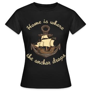 Boat, anchor, sailor, anchored, seaman, boating - Women's T-Shirt - black - Front - AI Model Female 172 dark (172cm)