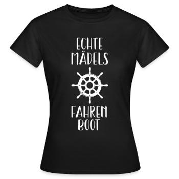 Echte Mädels Fahren Boot Skipper Kapitän Schiff - Frauen T-Shirt - Schwarz - Vorne - AI Model Female 172 dark (172cm)