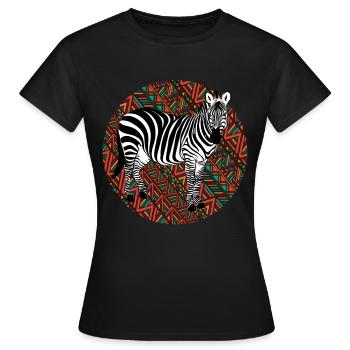 Tshirt zèbre en Afrique Horse Safari - T-shirt Femme - noir - Devant - AI Model Female 172 dark (172cm)