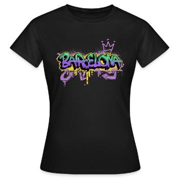 Barcelona Spanien Stadt Graffiti Spray Sprayer - Frauen T-Shirt - Schwarz - Vorne - AI Model Female 172 dark (172cm)