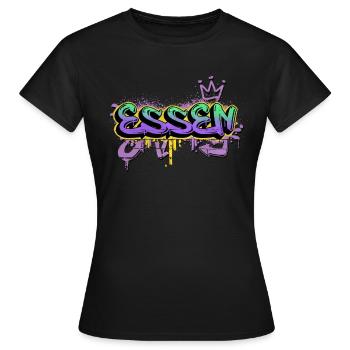 Essen Deutschland Stadt Graffiti Spray Sprayer - Frauen T-Shirt - Schwarz - Vorne - AI Model Female 172 dark (172cm)