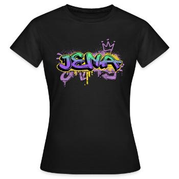 Jena Allemagne Ville Graffiti Pulvérisateur - T-shirt Femme - noir - Devant - AI Model Female 172 dark (172cm)